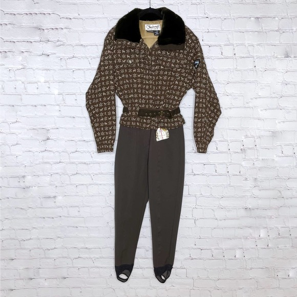 Obermeyer 90’s Brown Nordic Megeve Ski Suit - Picture 1 of 11
